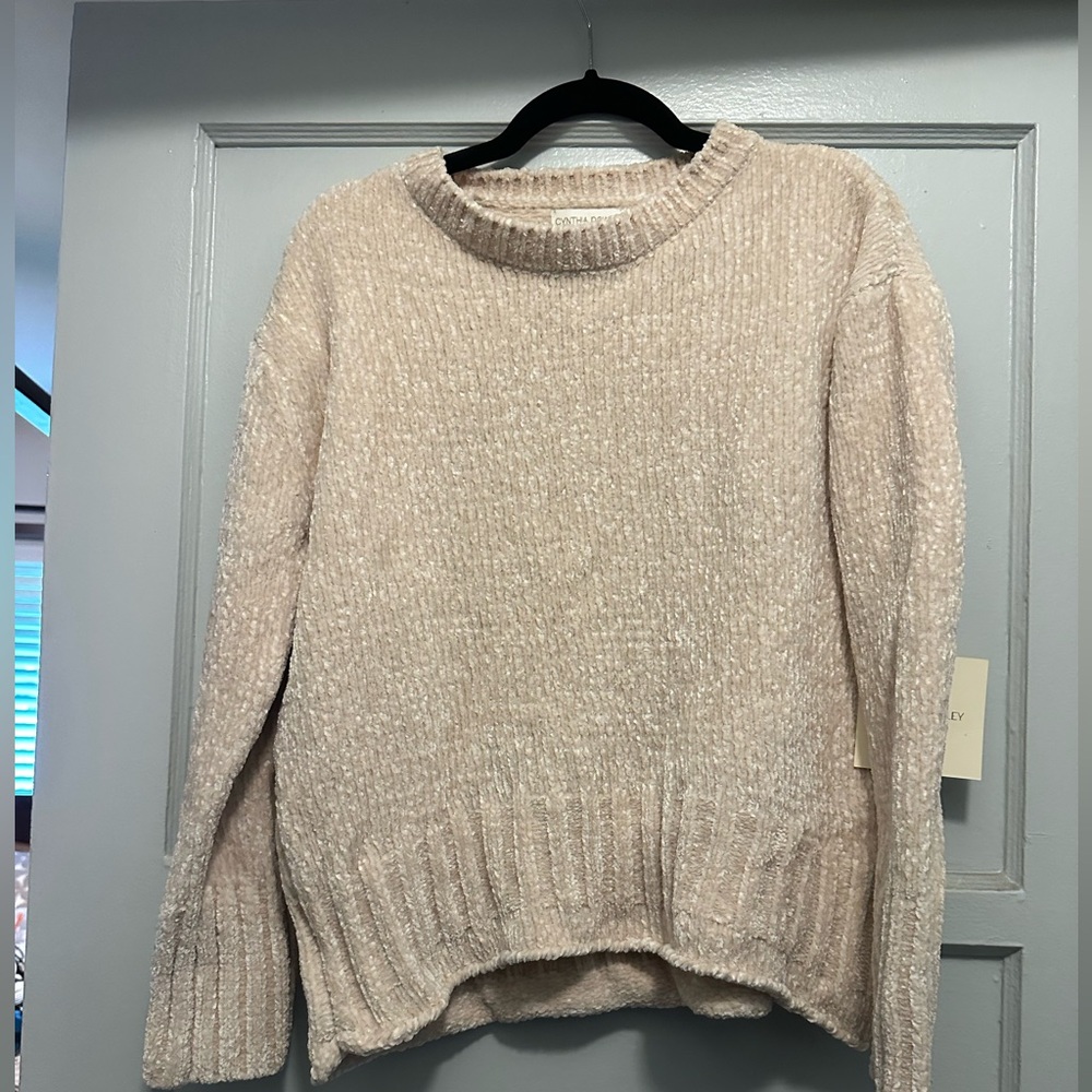 Cynthia Rowley Cream Chunky Knit Crew Neck Sweater